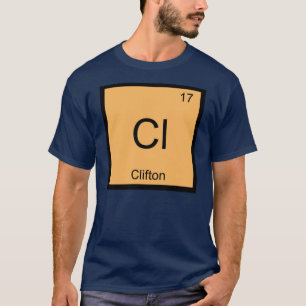 T-shirt Nome Clifton Química Elemento Tabela Periódica
