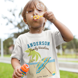 T-shirt Nome de Família Personalizado Férias de Verão na P