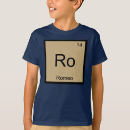 T-shirt Nome de Romeo Elemento Químico Tabela Periódica