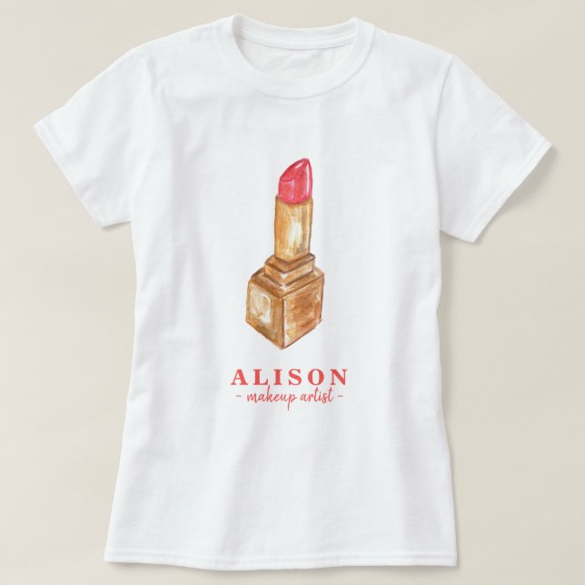 T-shirt Nome do artista de maquilhagem pintado lipstick de (Frente do Design)