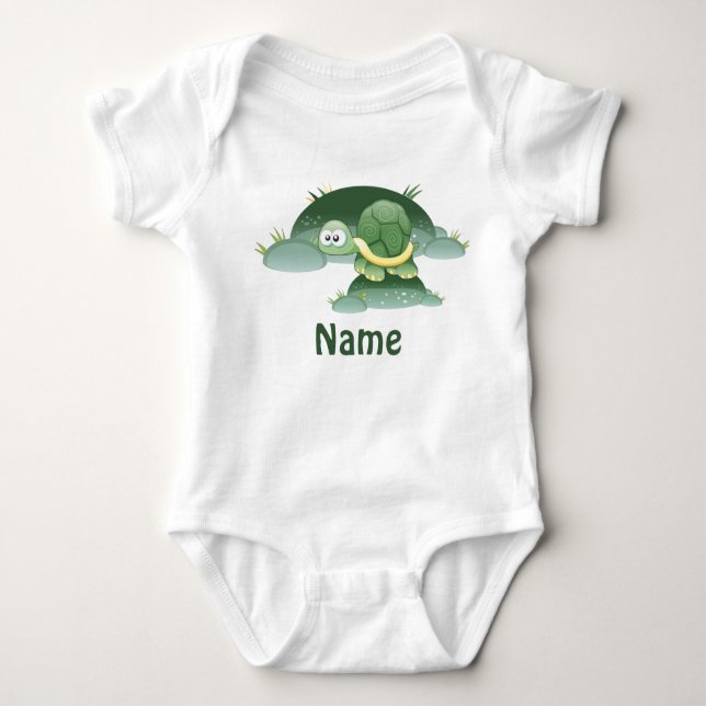 T-shirt Nome do Bebê Turtle Criança Personalizada (Frente)