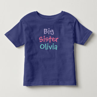 T-shirt Nome do Monograma da Irmã Mais Velha Colorido Real