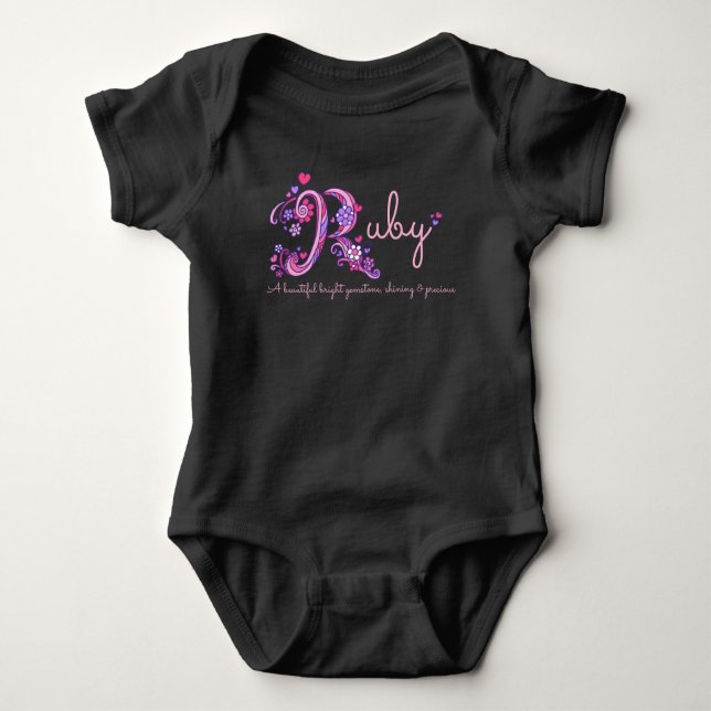 T-shirt Nome e significado das raparigas Ruby "R baby roup (Frente)