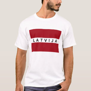 T-shirt Nome letão do texto de Latvija do país da bandei