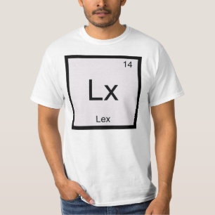 T-shirt Nome Lex Elemento Químico Tabela Periódica