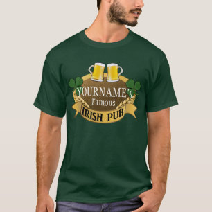 T-shirt Nome Personalizado Beer Irish Pub Dia de São Patrí