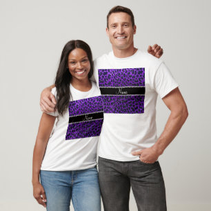 T-shirt Nome personalizado indgo roxo gliter impressão leo