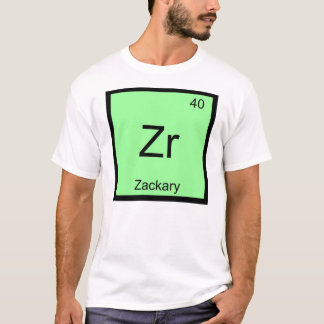 T-shirt Nome Zackary Química Elemento Tabela Periódica