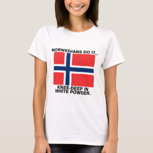 T-shirt Noruegueses Fazem... Até os Joelhos em Pó Branco
