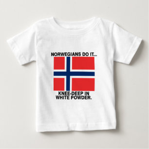 T-shirt Noruegueses Fazem... Joelho Profundo em Pó Branco