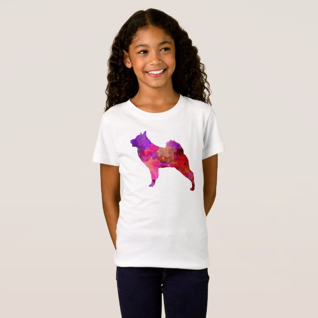 T-shirt Norwegian Elkhound in watercolor (Frente Completa)