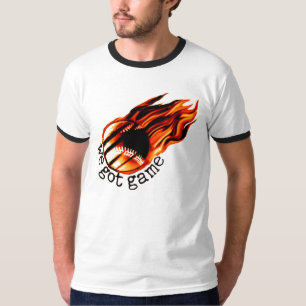T-shirt Nós obtivemos o jogo com basebol flamejante