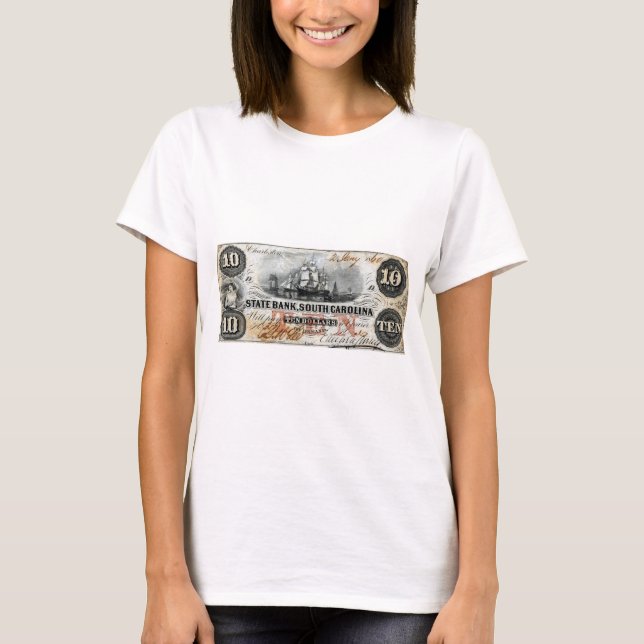 T-shirt Nota de 1860 Dólar da Carolina do Sul (Frente)