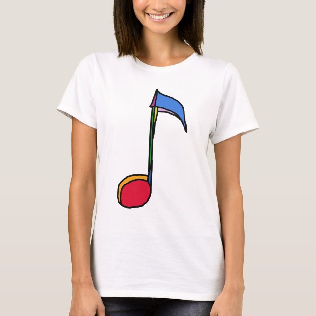 T-shirt nota de música colorida gráfica (Frente)
