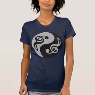 T-shirt nota do clave da música de yang do yin