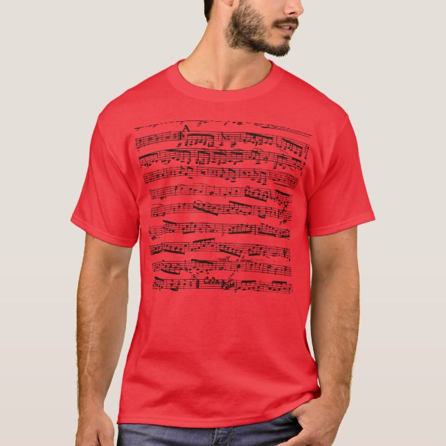 T-shirt Notas musicais preto e branco (Frente)