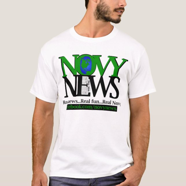 T-shirt Notícia básica do Novy dos homens (Frente)