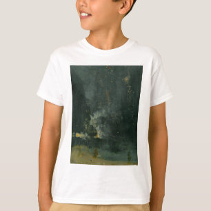 T-shirt Noturno em preto e em Dourado, Rocket de queda