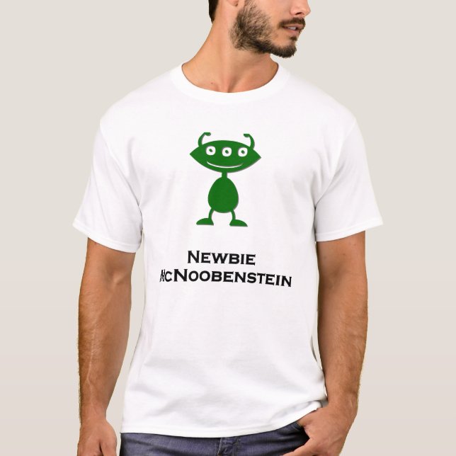 T-shirt Novato de Olho Triplo McNoobenstein verde (Frente)