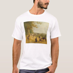 T-shirt Nove galgos em uma paisagem (óleo em canvas)