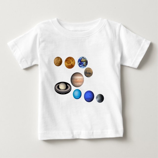 T-shirt Nove planetas no sistema solar (Frente)