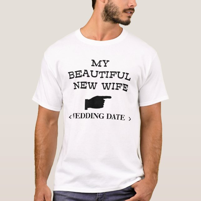 T-shirt novo da esposa (data do casamento) (Frente)