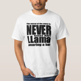 T-shirt Nunca confie um lama em um chapéu