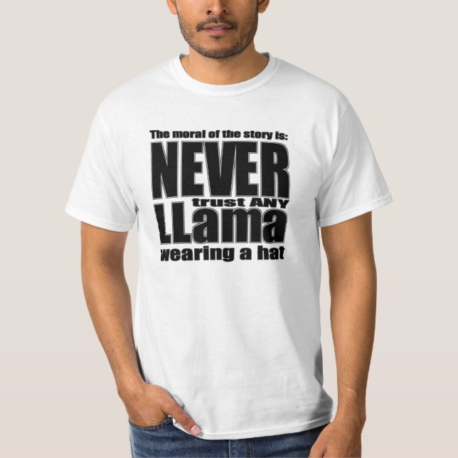 T-shirt Nunca confie um lama em um chapéu (Frente)