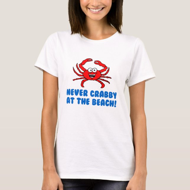 T-shirt Nunca Crabby Na Praia (Frente)