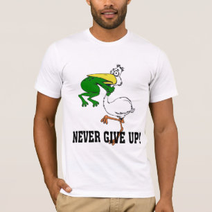 T-shirt Nunca desista do Pelicano Motivacional e do Sapo