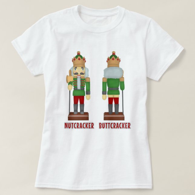 T-shirt Nutcracker engraçado Buttcracker do Natal cómico (Frente do Design)