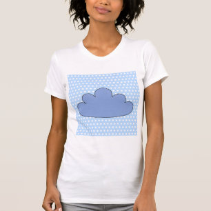 T-shirt Nuvem azul em pontos de polca azuis e brancos