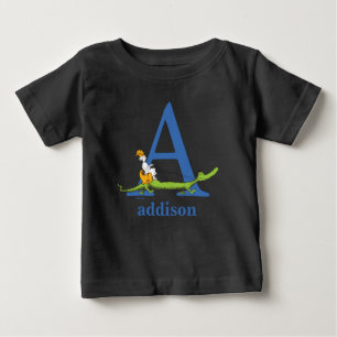 T-shirt O ABC do Dr. Seuss: Letra A - Azul Adicione seu