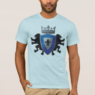 T-shirt O Amer dos homens medievais azuis da heráldica do