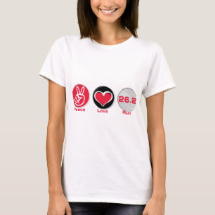T-shirt O amor da paz funciona 26,2 milhas - maratona