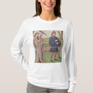 T-shirt O anjo do amor que aparece a um amante no jardim