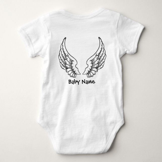 T-shirt O anjo voa o preto conhecido do Bodysuit do bebê (Verso)