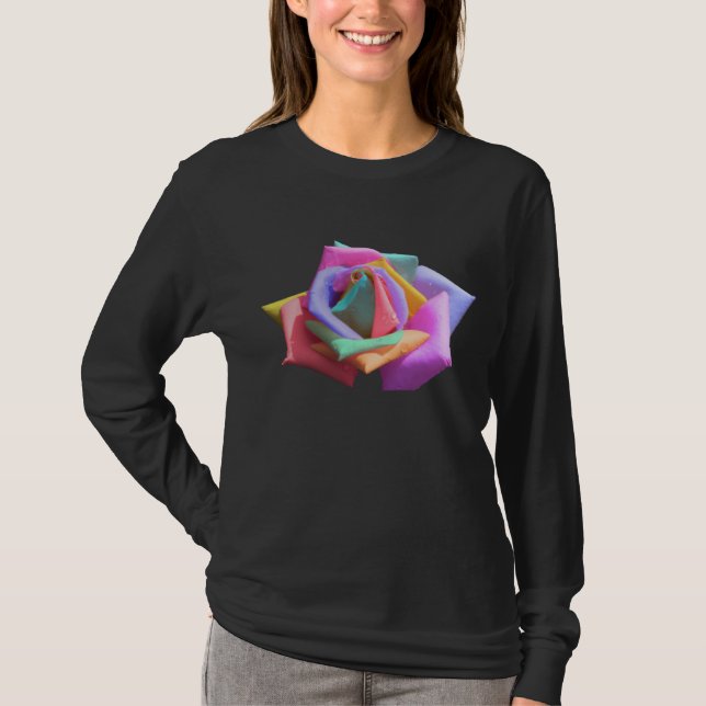 T-shirt O arco-íris psicadélico aumentou (Frente)