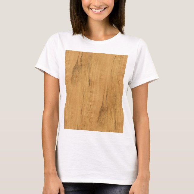 T-shirt O aspecto da textura de grão de madeira mapeada (Frente)