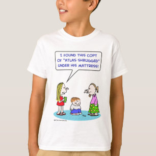 T-shirt o atlas shrugged a margem do ayn sob o colchão