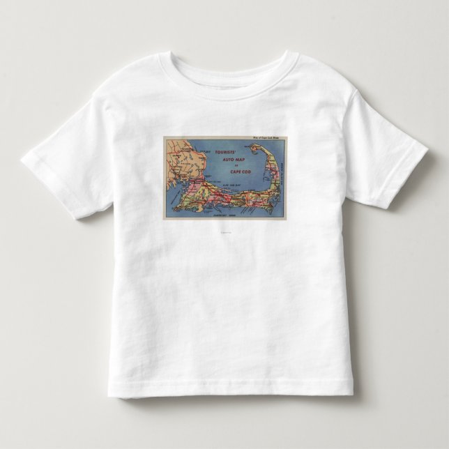 T-shirt O auto mapa dos turistas de Cape Cod (Frente)