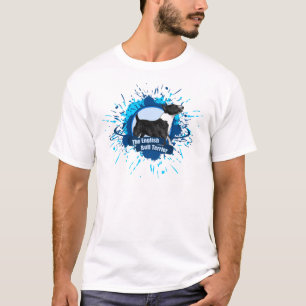 T-shirt O azul inglês do RESPINGO de bull terrier