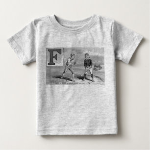 T-shirt O basebol F inicial ostenta significando o vintage