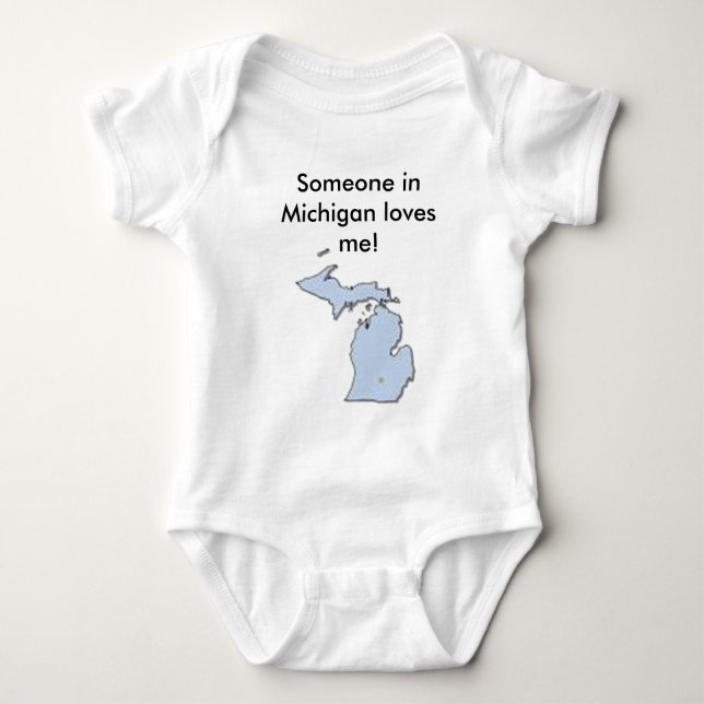 T-shirt O bebê, alguém em Michigan ama-me! (Frente)