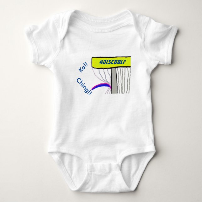 T-shirt O bebê do #DiscGolf, onsie (Frente)
