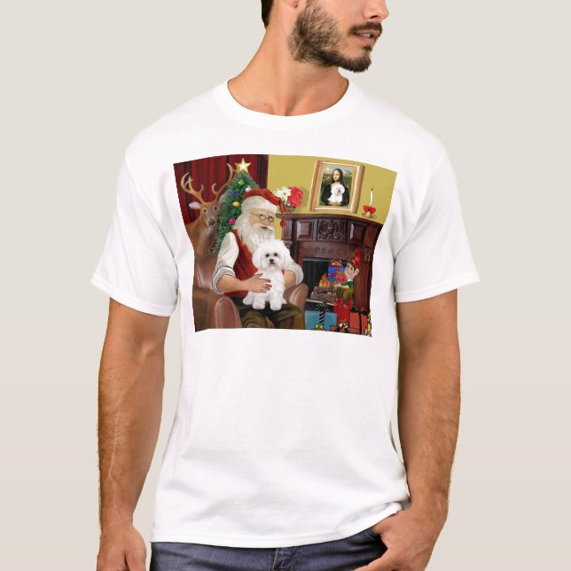 T-shirt O Bichon Frise do Papai Noel #2 (Frente)