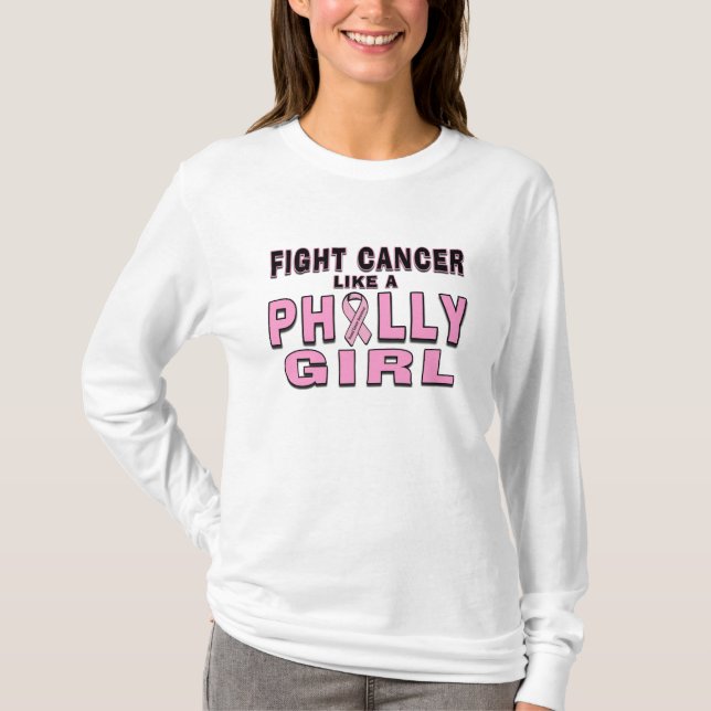 T-shirt O cancer da luta gosta de uma menina de Philly (Frente)