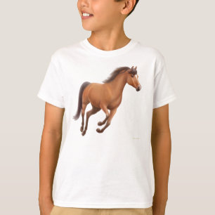 T-shirt O cavalo de baía de galope caçoa a camisola