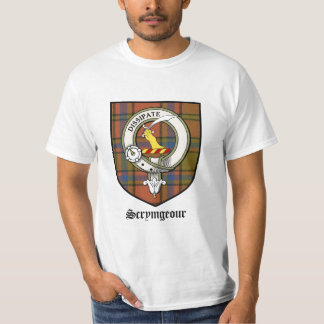 T-shirt O clã de Scrymgeour Crest o Tartan do crachá
