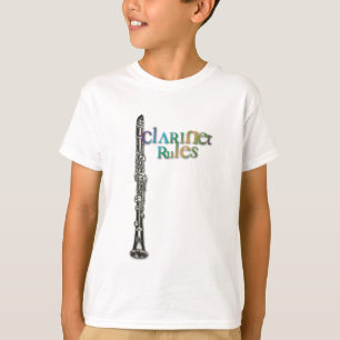 T-shirt O clarinete ordena o texto da cor escura